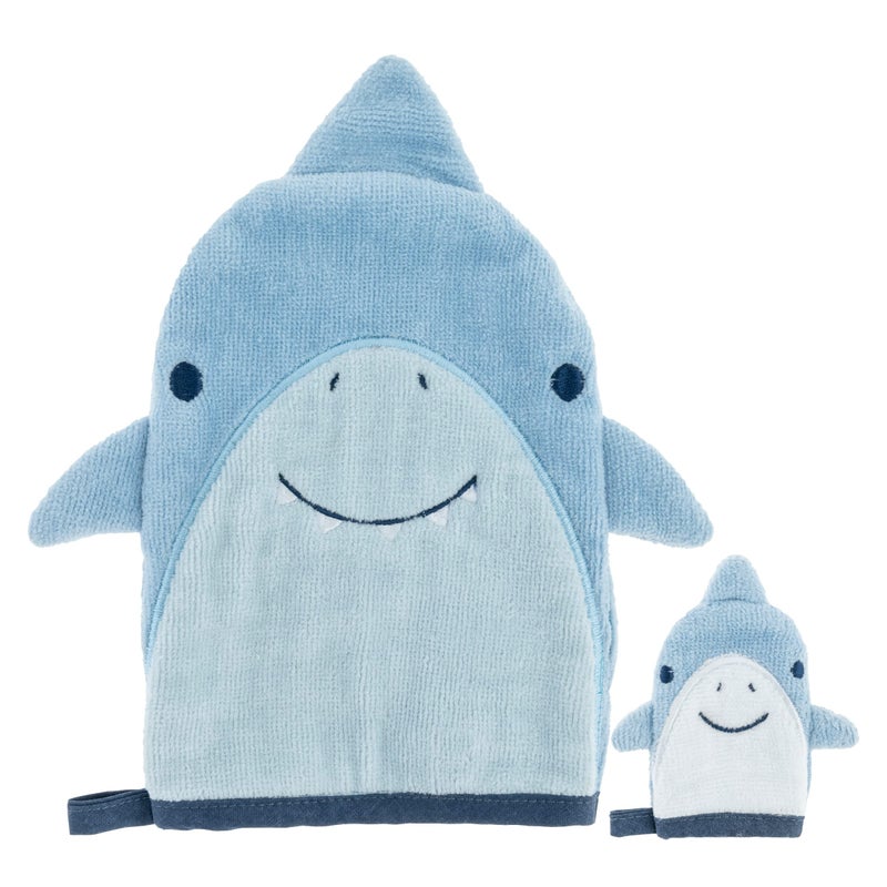 Stephen Joseph Bath Mitt with Finger Puppet, Shark - Image 1